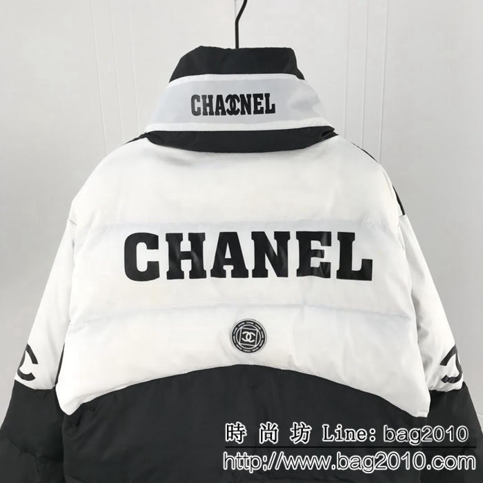 CHANEL香奈兒 vintage中古系列 18ss秋冬新款 背後品牌字母印花 拼色棉服 情侶款 ydi1522